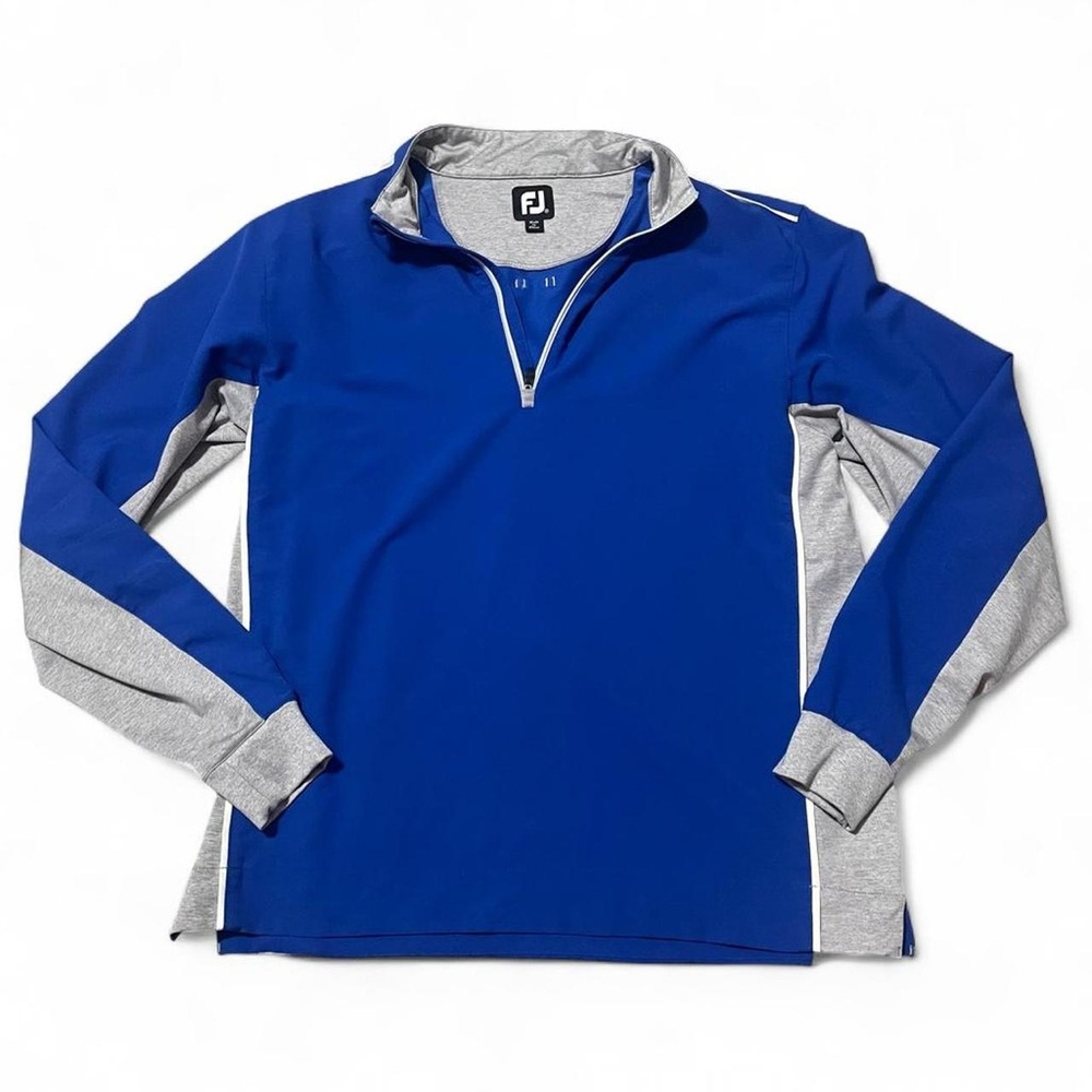 FootJoy Royal Blue and Light Gray Quarter-Zip Golf Pullover